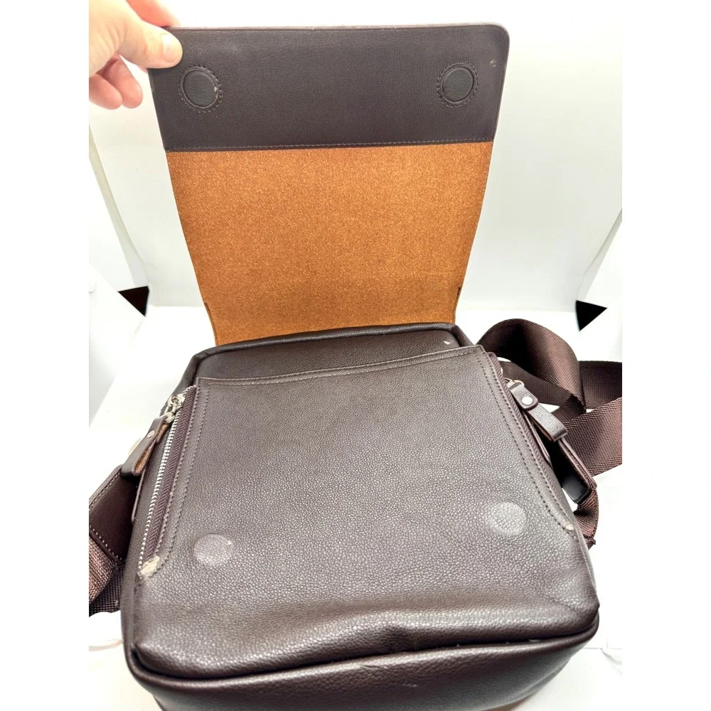 Set of 2 Faux Leather Crossbody Messenger Bags Black Brown Travel Satchel‎